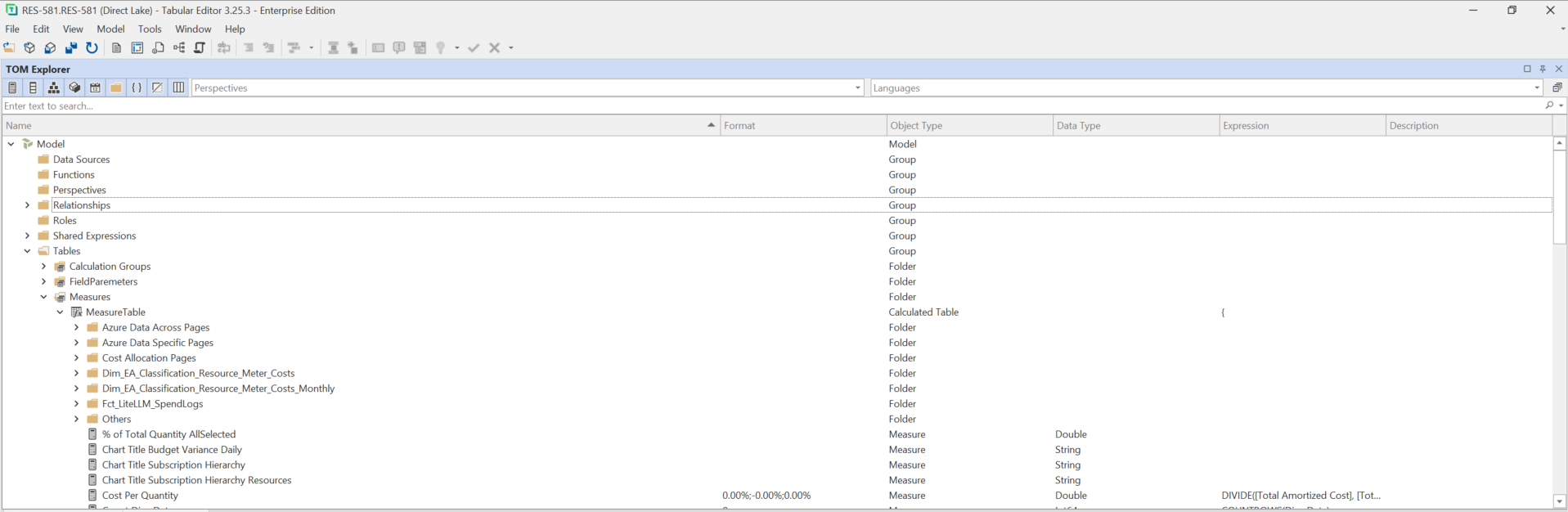 Tabular Editor view